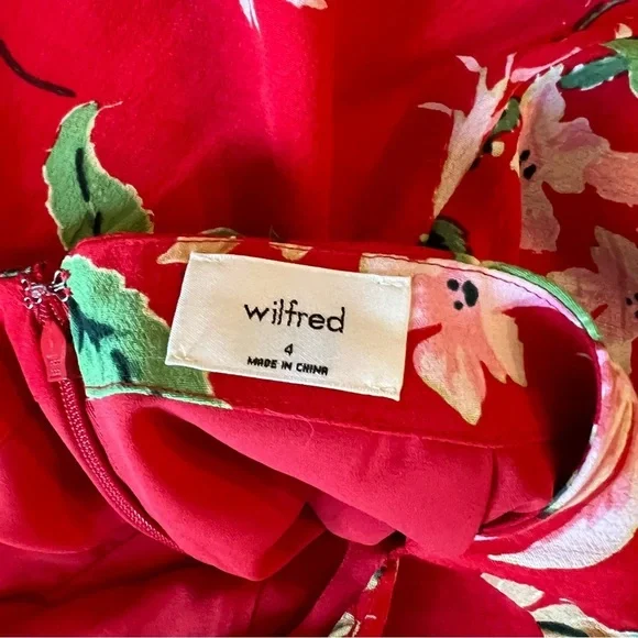 Aritzia Wilfred Écoulement Sleeveless Jumpsuit Red Floral Cut Out Tie Open Back - Picture 3 of 3